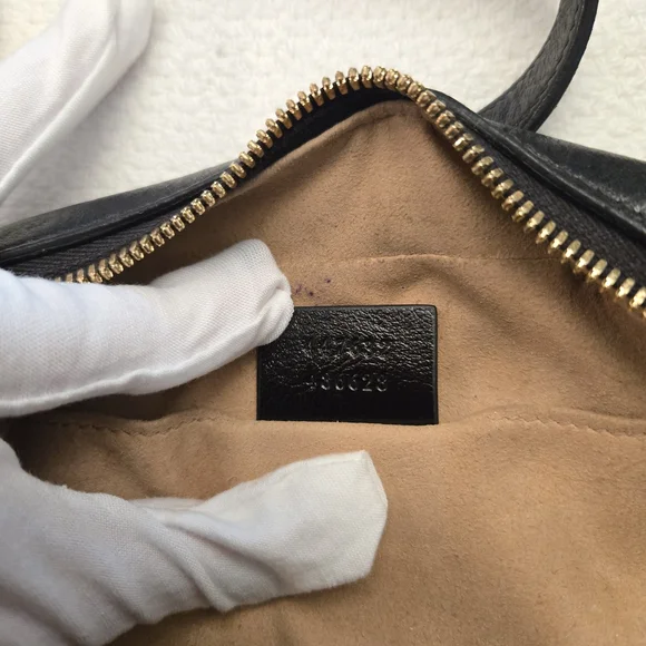 Gucci Marmont Beige and Black Crossbody Bag with Gold Logo - Picture 13 of 14